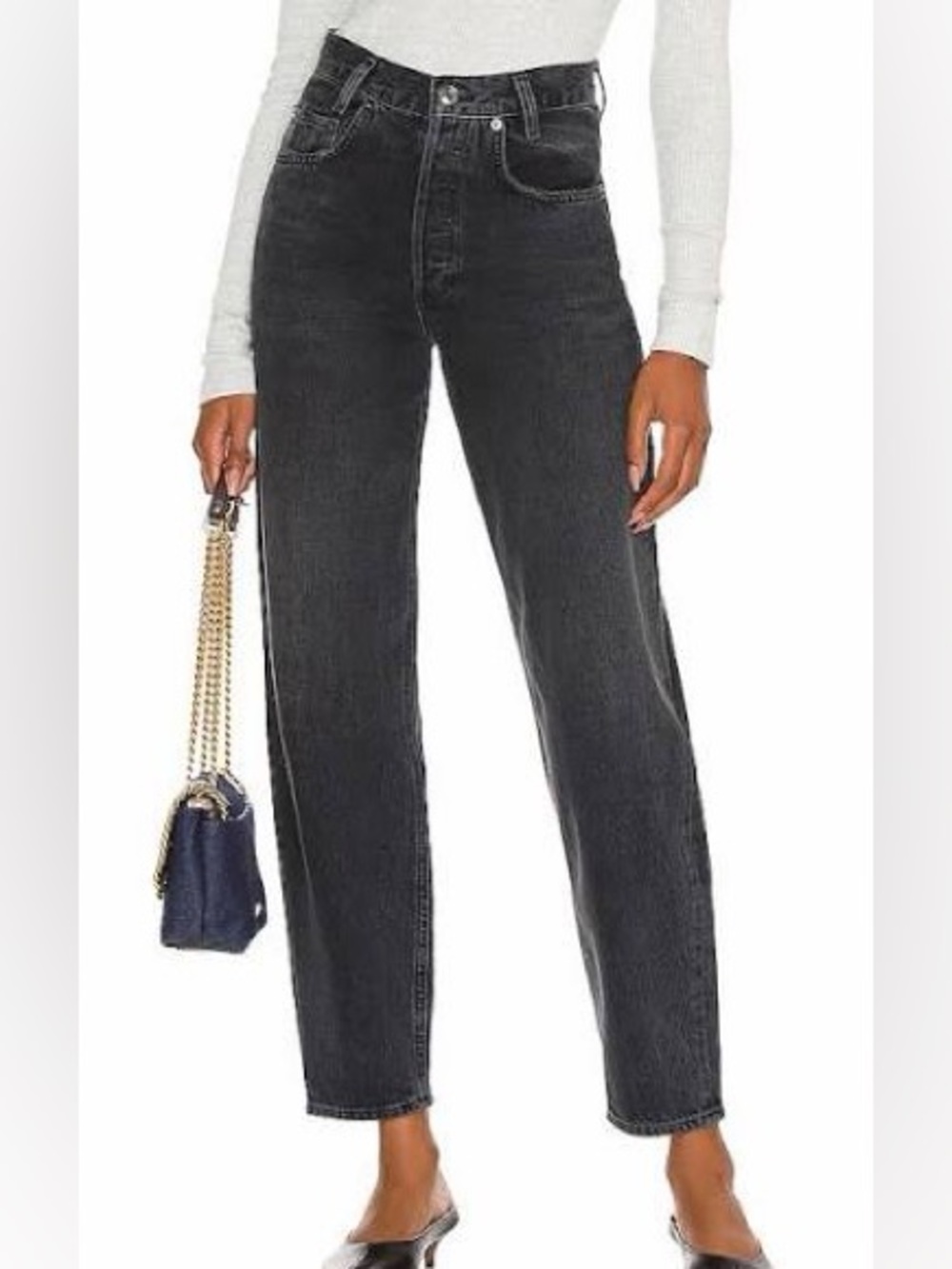 Agolde Black High-Rise Straight Leg Jeans